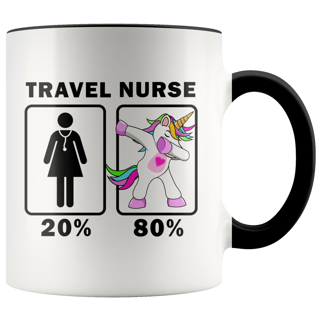 RobustCreative-Travel Nurse Dabbing Unicorn 20 80 Principle Superhero Girl Womens - 11oz Accent Mug Medical Personnel Gift Idea