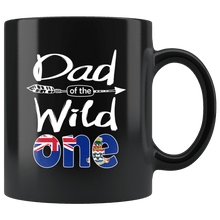 Load image into Gallery viewer, RobustCreative-Caymanian Dad of the Wild One Birthday Cayman Islands Flag Black 11oz Mug Gift Idea
