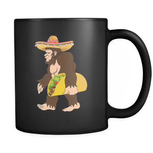 RobustCreative-Bigfoot Sasquatch Taco - Cinco De Mayo Mexican Fiesta - No Siesta Mexico Party - 11oz Black Funny Coffee Mug Women Men Friends Gift ~ Both Sides Printed