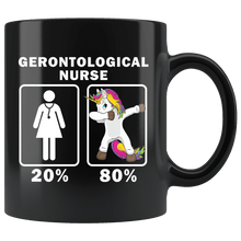 Load image into Gallery viewer, RobustCreative-Gerontological Nurse Dabbing Unicorn 80 20 Principle Superhero Girl Womens - 11oz Black Mug Medical Personnel Gift Idea
