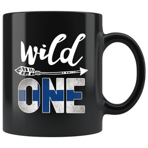 RobustCreative-Finland Wild One Birthday Outfit 1 Finn Flag Black 11oz Mug Gift Idea