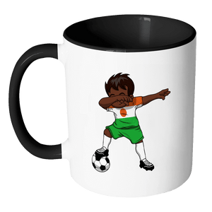 RobustCreative-Dabbing Soccer Boy Niger Nigerien Niamey Gifts National Soccer Tournament Game 11oz Black & White Coffee Mug ~ Both Sides Printed