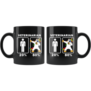 RobustCreative-Veterinarian Dabbing Unicorn 80 20 Principle Graduation Gift Mens - 11oz Black Mug Medical Personnel Gift Idea