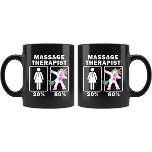 RobustCreative-Massage Therapist Dabbing Unicorn 20 80 Principle Superhero Girl Womens - 11oz Black Mug Medical Personnel Gift Idea