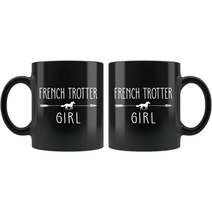 RobustCreative-French Trotter Horse Girl Gifts Horses Lover Riding Racing - 11oz Black Mug Riding Lover Gift Idea