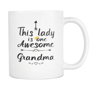 RobustCreative-One Awesome Grandma - Birthday Gift 11oz Funny White Coffee Mug - Mothers Day B-Day Party - Women Men Friends Gift - Both Sides Printed (Distressed)