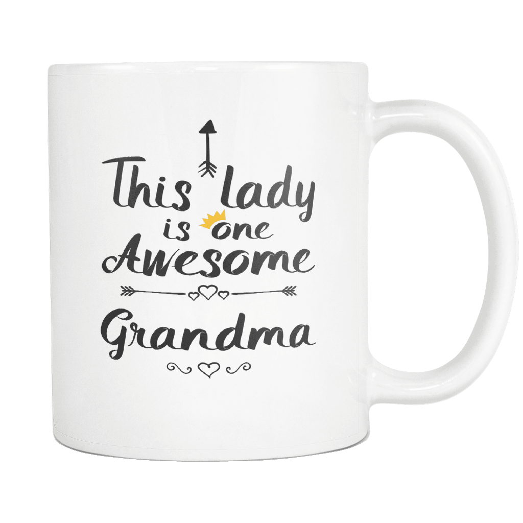 RobustCreative-One Awesome Grandma - Birthday Gift 11oz Funny White Coffee Mug - Mothers Day B-Day Party - Women Men Friends Gift - Both Sides Printed (Distressed)