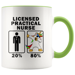 RobustCreative-Licensed Practical Nurse Dabbing Unicorn 80 20 Principle Graduation Gift Mens - 11oz Accent Mug Medical Personnel Gift Idea