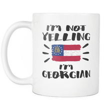 Load image into Gallery viewer, RobustCreative-I&#39;m Not Yelling I&#39;m Georgian Flag - Georgia Pride 11oz Funny White Coffee Mug - Coworker Humor That&#39;s How We Talk - Women Men Friends Gift - Both Sides Printed (Distressed)
