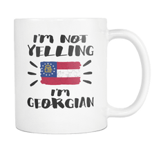 Load image into Gallery viewer, RobustCreative-I&#39;m Not Yelling I&#39;m Georgian Flag - Georgia Pride 11oz Funny White Coffee Mug - Coworker Humor That&#39;s How We Talk - Women Men Friends Gift - Both Sides Printed (Distressed)
