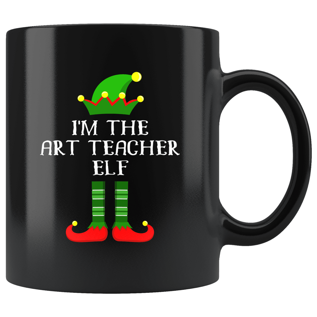 RobustCreative-Im The Art Teacher Elf Christmas Teaching's - 11oz Black Mug I Just Really Like to Teach Cute Tiny Humans Gift Idea