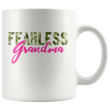 Load image into Gallery viewer, RobustCreative-Fearless Grandma Camo Hard Charger Veterans Day - Military Family 11oz White Mug Retired or Deployed support troops Gift Idea - Both Sides Printed
