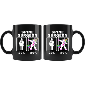 RobustCreative-Spine Surgeon Dabbing Unicorn 20 80 Principle Superhero Girl Womens - 11oz Black Mug Medical Personnel Gift Idea