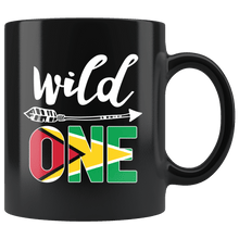 Load image into Gallery viewer, RobustCreative-Guyana Wild One Birthday Outfit 1 Guyanese Flag Black 11oz Mug Gift Idea
