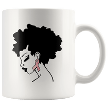 Load image into Gallery viewer, RobustCreative-Breast Cancer Awareness Afro American Survivor - Melanin Poppin&#39; 11oz Funny White Coffee Mug - Black Women Support Black Girl Magic - Friends Gift - Both Sides Printed
