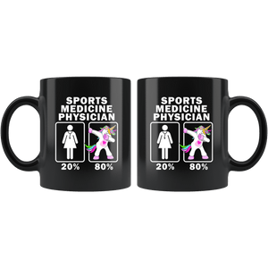 RobustCreative-Sports Medicine Physician Dabbing Unicorn 20 80 Principle Superhero Girl Womens - 11oz Black Mug Medical Personnel Gift Idea