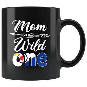RobustCreative-Bonaire Mom of the Wild One Birthday Bonaire Flag Black 11oz Mug Gift Idea