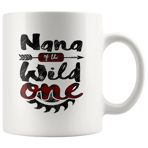 RobustCreative-Nana of the Wild One Lumberjack Woodworker Sawdust - 11oz White Mug red black plaid Woodworking saw dust Gift Idea
