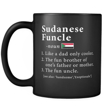 Load image into Gallery viewer, RobustCreative-Sudanese Funcle Definition Fathers Day Gift - Sudanese Pride 11oz Funny Black Coffee Mug - Real Sudan Hero Papa National Heritage - Friends Gift - Both Sides Printed
