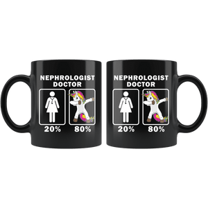 RobustCreative-Nephrologist Doctor Dabbing Unicorn 80 20 Principle Superhero Girl Womens - 11oz Black Mug Medical Personnel Gift Idea