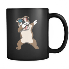 Load image into Gallery viewer, RobustCreative-Dabbing English Bulldog Dog America Flag - Patriotic Merica Murica Pride - 4th of July USA Independence Day - 11oz Black Funny Coffee Mug Women Men Friends Gift ~ Both Sides Printed
