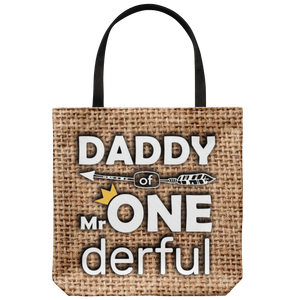 RobustCreative-Daddy of Mr Onederful Crown 1st Birthday Boy Im One Outfit Tote Bag Gift Idea