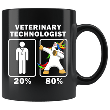 Load image into Gallery viewer, RobustCreative-Veterinary Technologist Dabbing Unicorn 80 20 Principle Graduation Gift Mens - 11oz Black Mug Medical Personnel Gift Idea
