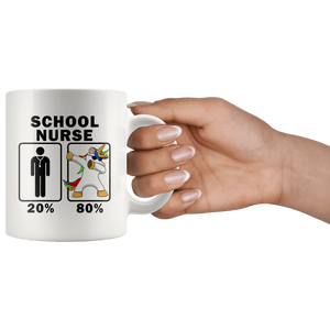 RobustCreative-School Nurse Dabbing Unicorn 80 20 Principle Graduation Gift Mens - 11oz White Mug Medical Personnel Gift Idea