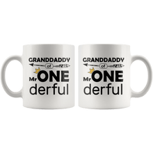 Load image into Gallery viewer, RobustCreative-Granddaddy of Mr Onederful Crown 1st Birthday Baby Boy Outfit White 11oz Mug Gift Idea
