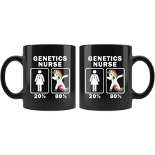 Load image into Gallery viewer, RobustCreative-Genetics Nurse Dabbing Unicorn 80 20 Principle Superhero Girl Womens - 11oz Black Mug Medical Personnel Gift Idea
