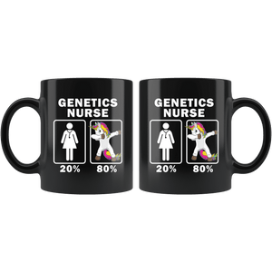 RobustCreative-Genetics Nurse Dabbing Unicorn 80 20 Principle Superhero Girl Womens - 11oz Black Mug Medical Personnel Gift Idea