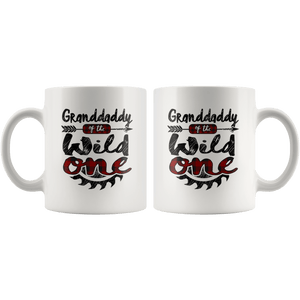 RobustCreative-Granddaddy of the Wild One Lumberjack Woodworker - 11oz White Mug red black plaid Woodworking saw dust Gift Idea