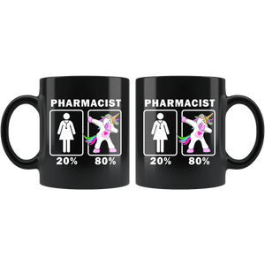 RobustCreative-Pharmacist Dabbing Unicorn 20 80 Principle Superhero Girl Womens - 11oz Black Mug Medical Personnel Gift Idea