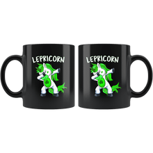 Load image into Gallery viewer, RobustCreative-Lepricorn Dabbing Unicorn Leprechaun Shamrock Kids - 11oz Black Mug lucky paddys pattys day Gift Idea
