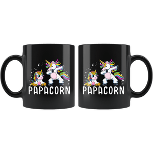 RobustCreative-Papacorn Dabbing Unicorn Dad And Baby Fathers Day Party Black 11oz Mug Gift Idea