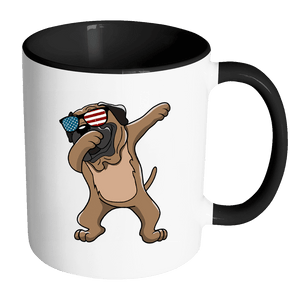 RobustCreative-Dabbing Bullmastiff Dog America Flag - Patriotic Merica Murica Pride - 4th of July USA Independence Day - 11oz Black & White Funny Coffee Mug Women Men Friends Gift ~ Both Sides Printed