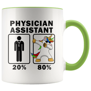 RobustCreative-Physician Assistant Dabbing Unicorn 80 20 Principle Graduation Gift Mens - 11oz Accent Mug Medical Personnel Gift Idea