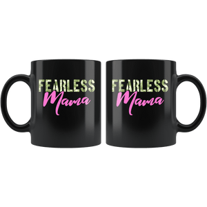 RobustCreative-Fearless Mama Camo Hard Charger Veterans Day - Military Family 11oz Black Mug Retired or Deployed support troops Gift Idea - Both Sides Printed