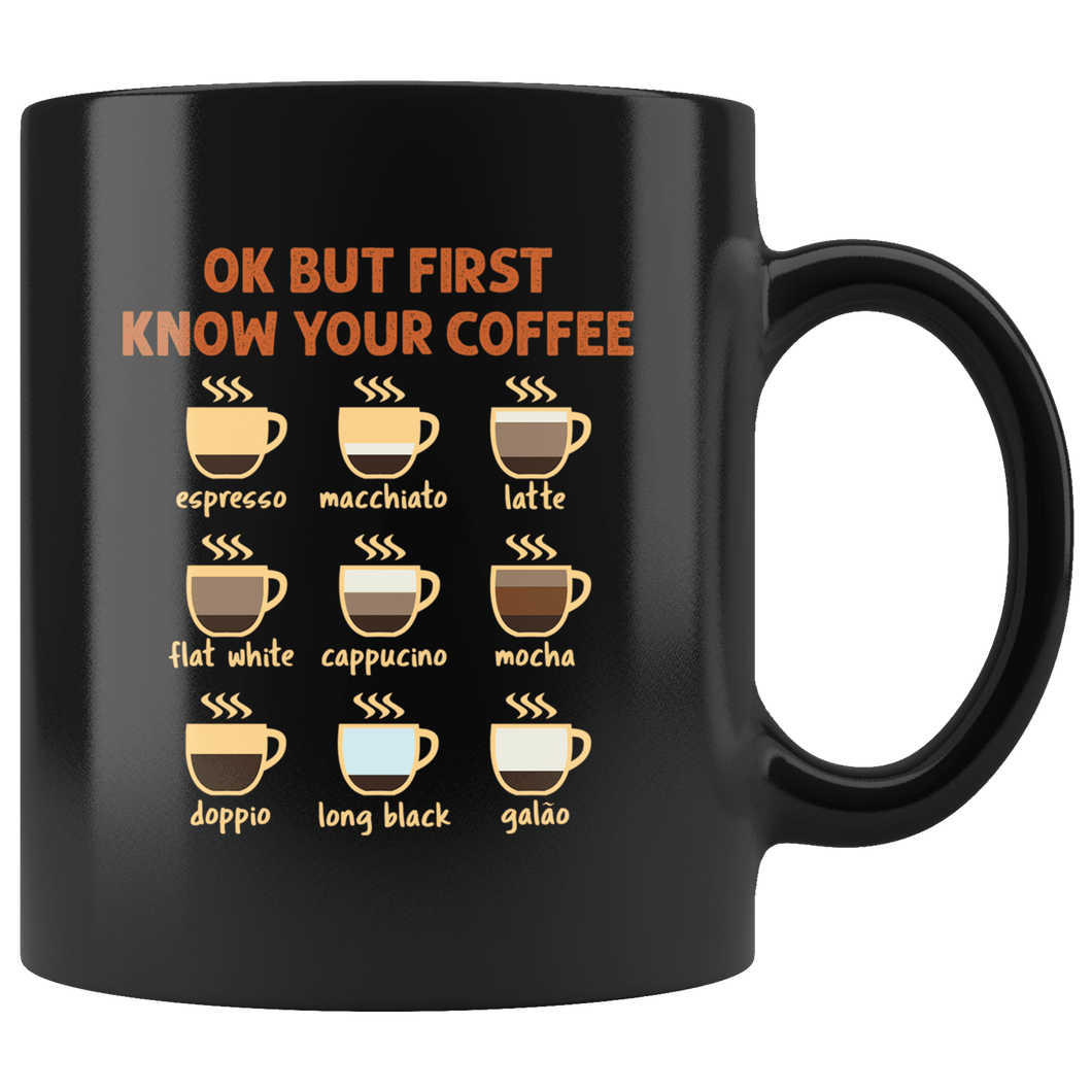 RobustCreative-Ok But First Coffee Funny Coworker Saying Gift Idea - 11oz Black Mug barista coffee maker Gift Idea