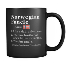 Load image into Gallery viewer, RobustCreative-Norwegian Funcle Definition Fathers Day Gift - Norwegian Pride 11oz Funny Black Coffee Mug - Real Norway Hero Papa National Heritage - Friends Gift - Both Sides Printed
