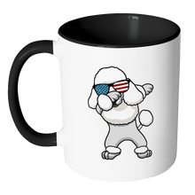 Load image into Gallery viewer, RobustCreative-Dabbing Poodle Dog America Flag - Patriotic Merica Murica Pride - 4th of July USA Independence Day - 11oz Black &amp; White Funny Coffee Mug Women Men Friends Gift ~ Both Sides Printed
