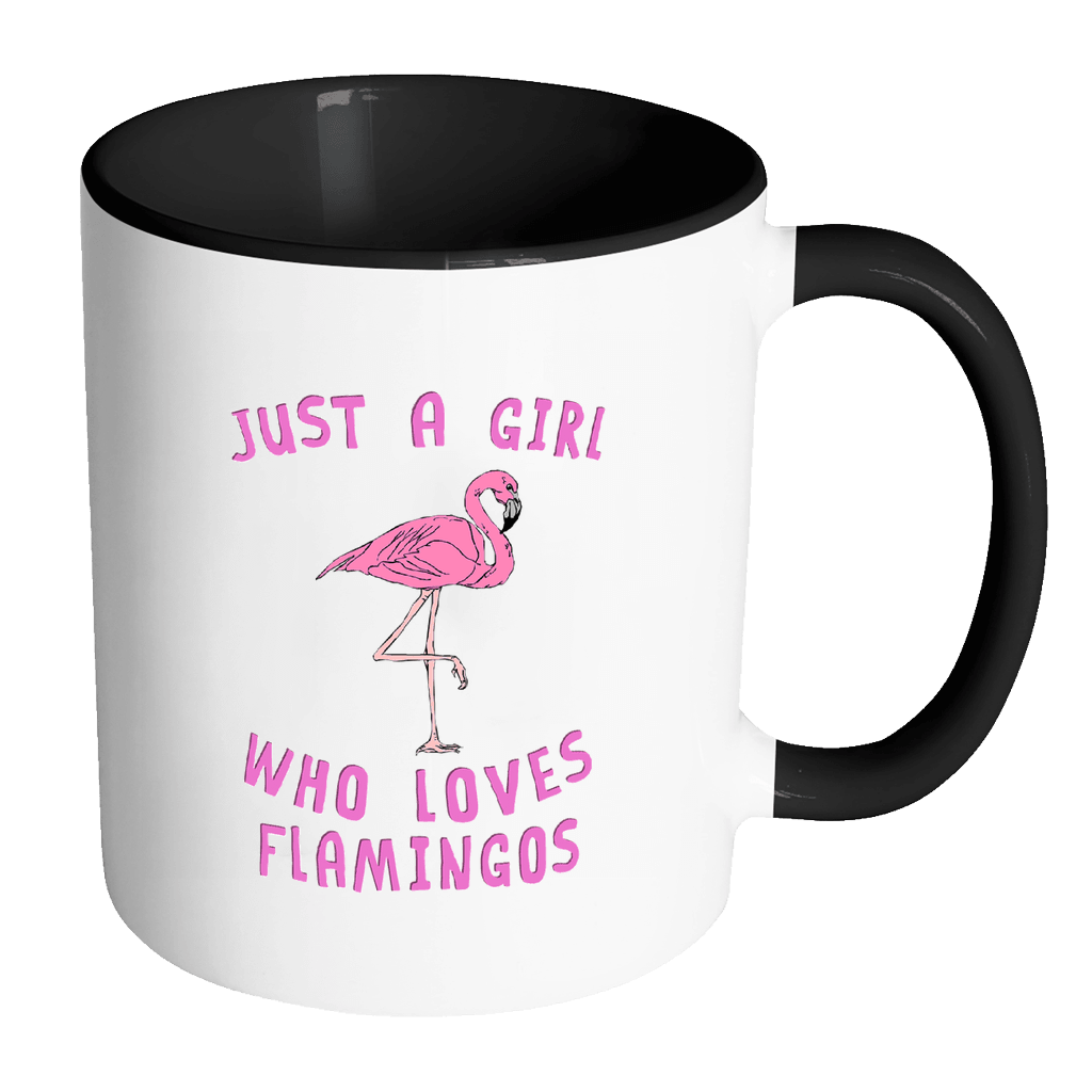 RobustCreative-Just a Girl Who Loves Flamingo the Wild One Animal Spirit 11oz Black & White Coffee Mug ~ Both Sides Printed