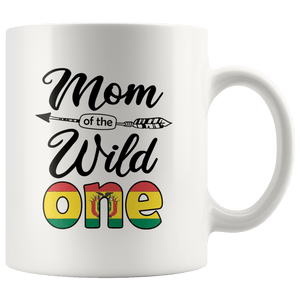 RobustCreative-Bolivian Mom of the Wild One Birthday Bolivia Flag White 11oz Mug Gift Idea