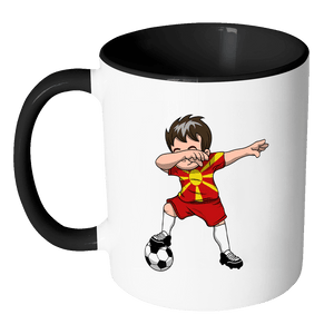 RobustCreative-Dabbing Soccer Boys Macedonia Macedonian Skopje Gift National Soccer Tournament Game 11oz Black & White Coffee Mug ~ Both Sides Printed