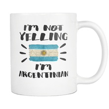 Load image into Gallery viewer, RobustCreative-I&#39;m Not Yelling I&#39;m Argentinian Flag - Argentina Pride 11oz Funny White Coffee Mug - Coworker Humor That&#39;s How We Talk - Women Men Friends Gift - Both Sides Printed (Distressed)
