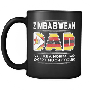 RobustCreative-Zimbabwe Dad is Cooler - Fathers Day Gifts Black 11oz Funny Coffee Mug - Promoted to Daddy Gift From Kids - Women Men Friends Gift - Both Sides Printed (Distressed)