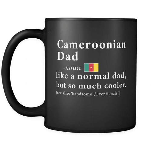 RobustCreative-Cameroonian Dad Definition Fathers Day Gift Flag - Cameroonian Pride 11oz Funny Black Coffee Mug - Cameroon Roots National Heritage - Friends Gift - Both Sides Printed