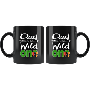RobustCreative-Zambian Dad of the Wild One Birthday Zambia Flag Black 11oz Mug Gift Idea