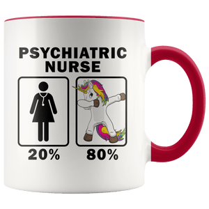 RobustCreative-Psychiatric Nurse Dabbing Unicorn 80 20 Principle Superhero Girl Womens - 11oz Accent Mug Medical Personnel Gift Idea