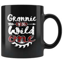 Load image into Gallery viewer, RobustCreative-Grannie of the Wild One Lumberjack Woodworker Sawdust Glitter - 11oz Black Mug measure once plaid pajamas Gift Idea
